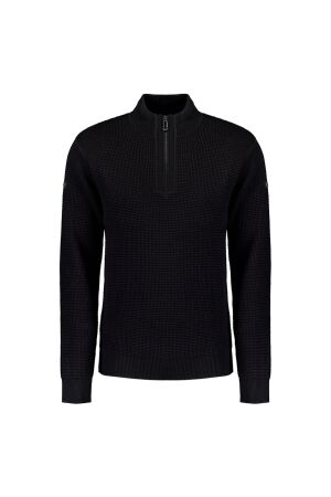 No- Excess No- Excess 25230937 pullover half zipper solid jacquard Trui 020 black