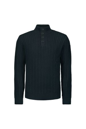 No- Excess No- Excess 25230962 pullover half zipper and button solid jac Trui 078 night