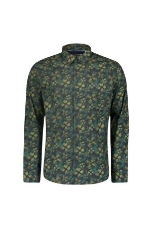 No- Excess No- Excess 25450733 shirt stretch allover printed Overhemd 052 dark green