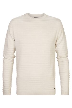 Petrol Petrol m-3040-kwr269 knitwear round neck basic Trui 7137 ecru 7137 Ecru