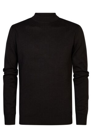 Petrol Petrol m-3040-kwc258 knitwear collar basic Trui 9091 dark black 9091 Dark Black