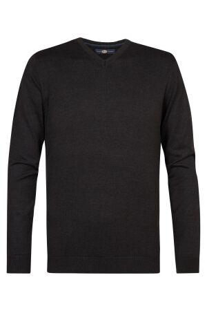 Petrol Petrol m-3040-kwv200 knitwear v-neck basic Trui 9091 dark black 9091 Dark Black