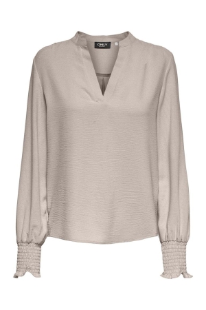 Only Only onlmette v-neck ls smock top noos wvn 15284309 T-shirt Lange mouw gray morn