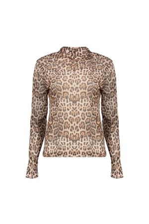 Geisha Geisha top with col 43688-20 T-shirt Lange mouw 999 black/sand