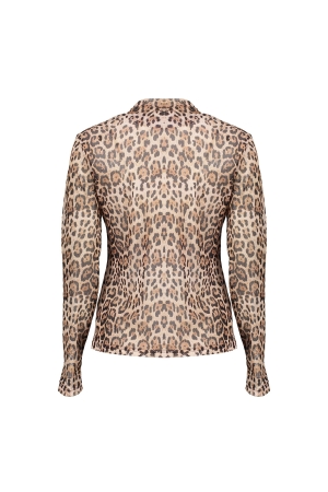 Geisha Geisha top with col 43688-20 T-shirt Lange mouw 999 black/sand