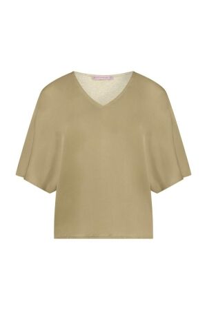 Studio Anneloes Studio Anneloes yuna satin v-neck 11194 T-shirt Korte mouw 0002 gold