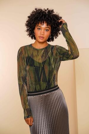 Geisha Geisha top 43664-20 T-shirt Lange mouw 530 green