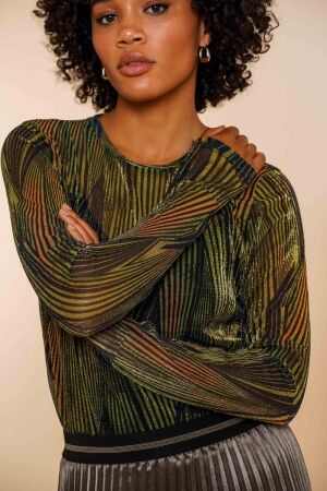 Geisha Geisha top 43664-20 T-shirt Lange mouw 530 green