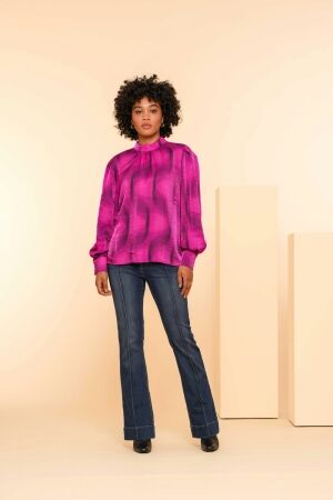 Geisha Geisha top 43699-20 T-shirt Lange mouw 445 fuchsia/black