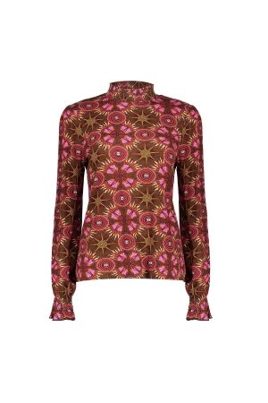 Geisha Geisha top 42665-20 T-shirt Lange mouw 445 fuchsia/camel