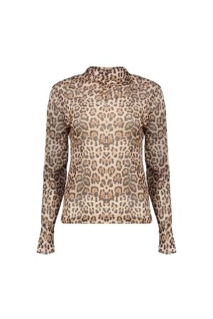 Geisha Geisha top with col 43688-20 T-shirt Lange mouw 999 black/sand