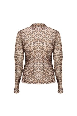 Geisha Geisha top with col 43688-20 T-shirt Lange mouw 999 black/sand