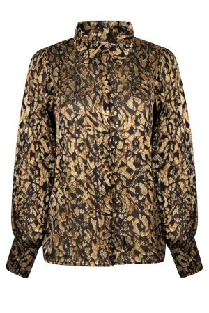 Aaiko Aaiko pillar gold leopard vis 517 Blouse 900 black