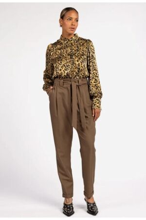 Aaiko Aaiko pillar gold leopard vis 517 Blouse 900 black
