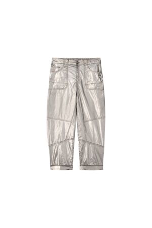 SUMMUM SUMMUM loose tapered pants foil coated twill 4s2693-12105 Broek 810 mist