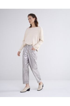 SUMMUM SUMMUM loose tapered pants foil coated twill 4s2693-12105 Broek 810 mist