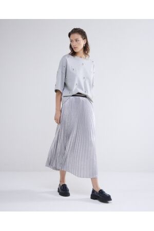 SUMMUM SUMMUM pleated skirt lamee metallic 6s1256-12114 810 mist