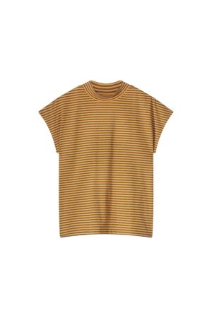 SUMMUM SUMMUM mock neck top fine stripe 3s5043-30629 T-shirt Korte mouw 500 orange