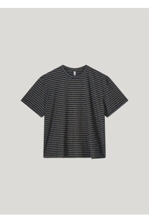 SUMMUM SUMMUM shortsleeve top lurex rib stripe 3s5040-30637 T-shirt Korte mouw 495 midnight blue