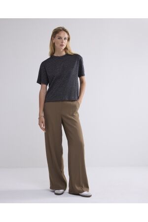 SUMMUM SUMMUM shortsleeve top lurex rib stripe 3s5040-30637 T-shirt Korte mouw 495 midnight blue