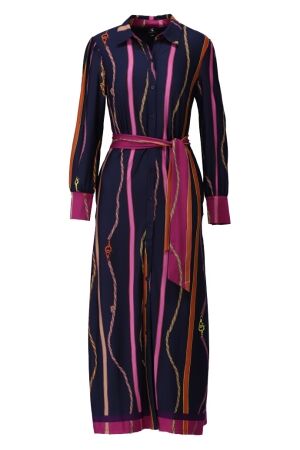 K-Design K-Design maxi polo jurk met riem & design z316 Jurk p867