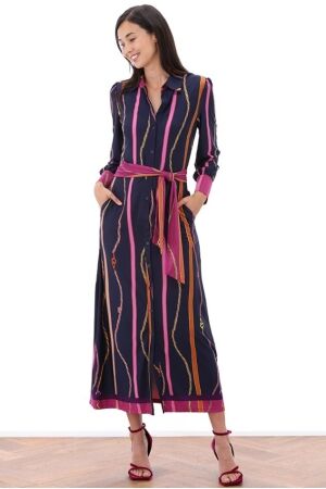 K-Design K-Design maxi polo jurk met riem & design z316 Jurk p867