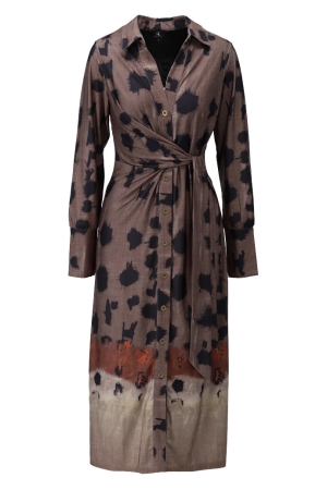 K-Design K-Design maxi polo jurk met knoop & design z331 Lange Jurken p872