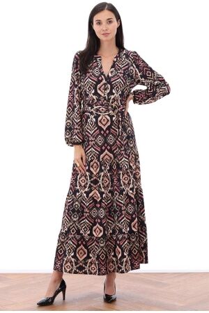 K-Design K-Design maxi boho jurk met riem & design z371 Jurk p865