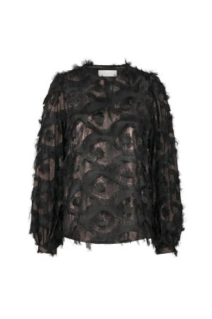 Nukus Nukus gabriella top lurex fw240116 T-shirt Lange mouw 209 black/bronze