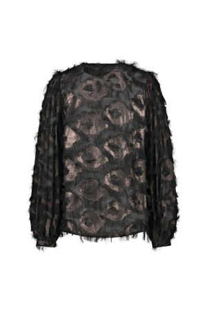 Nukus Nukus gabriella top lurex fw240116 T-shirt Lange mouw 209 black/bronze