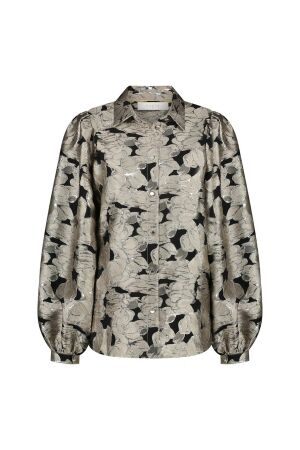 Nukus Nukus lettie blouse fw240443 Blouse 218 light taupe/black