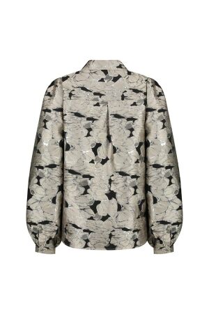 Nukus Nukus lettie blouse fw240443 Blouse 218 light taupe/black