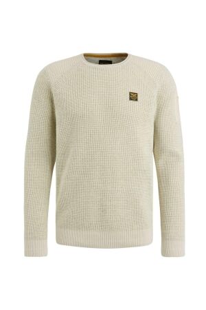 PME Legend PME Legend pkw2408301 r-neck cotton rib melee knit Trui 7013 - bone white