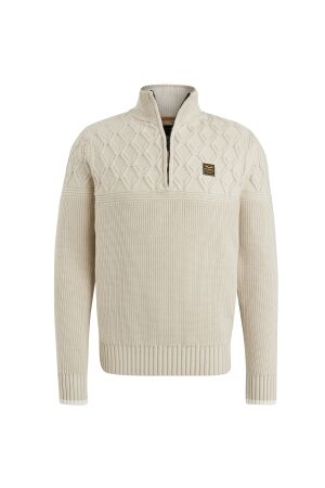 PME Legend PME Legend pkw2409324 half zip collar cotton mix yarn Trui 7013 - bone white
