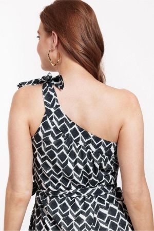 Studio Anneloes Studio Anneloes scottie graphic poplin dress 11382 Jurk 9011 black/off white