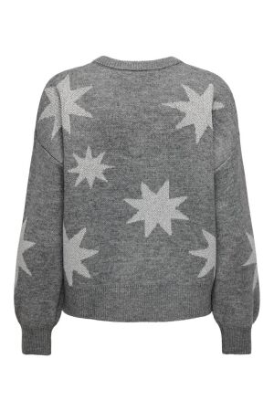 Only Only onlrosie ls o-neck glitter knt 15328250 Trui medium grey melange silver glitter