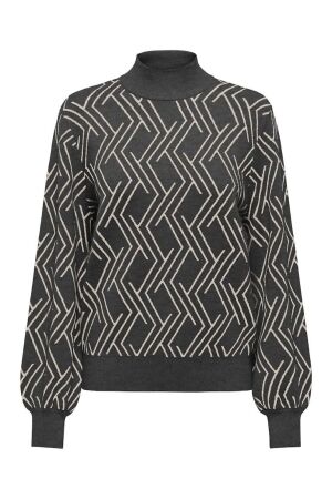 Only Only onlanny ls jq o-neck knt 15327635 Trui dark grey melange whitecap gray Dark Grey Melange Whitecap Gray