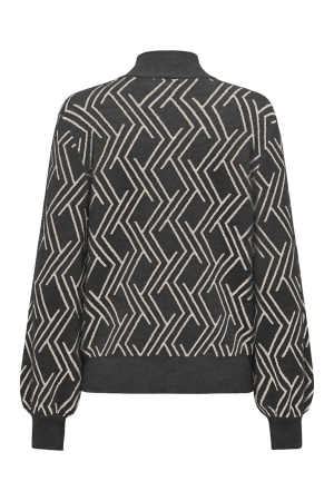 Only Only onlanny ls jq o-neck knt 15327635 Trui dark grey melange whitecap gray