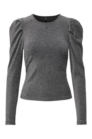 Only Only onlrich l/s glitter puff top jrs 15278055 T-shirt Lange mouw black silver glitter