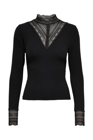Only Only onltilde l/s high neck lace top jrs noos 15207788 T-shirt Lange mouw black black lace