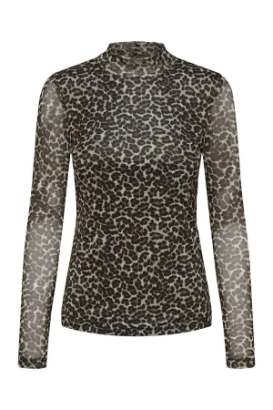 Only Only onlerica life mesh l/s top jrs noos 15141298 T-shirt Lange mouw pumice stone everyday leo