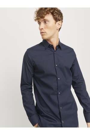 J&J Premium J&J Premium jprblaleeds print dobby l/s shirt ln 12268132 Overhemd night sky comfort fit