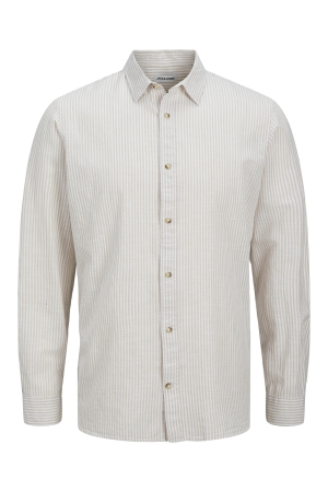Jack & Jones Jack & Jones jjesummer shirt ls sn 12269315 Overhemd oxford tan stripe
