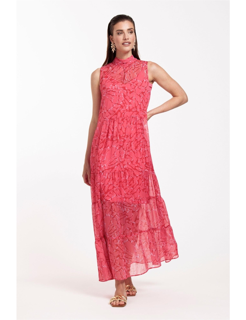 Studio Anneloes farah crepe dress 11355 Lange Jurken 3733 red coral Expresswear