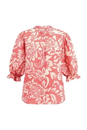 Studio Anneloes Studio Anneloes fawn satin flower blouse 11353 Blouse 3311 new coral/off white