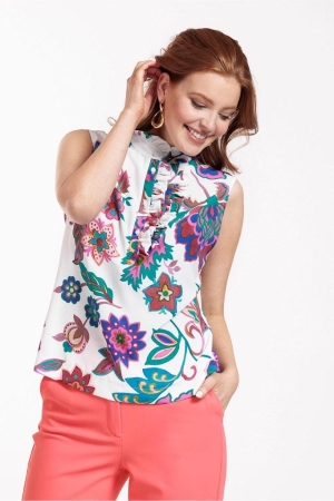 Studio Anneloes Studio Anneloes odette flower sls top 11393 Blouse 1149 offwhite/dark pink