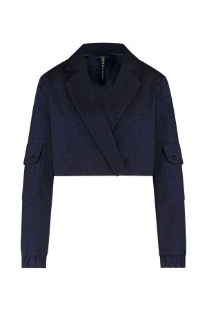 ZIP73 ZIP73 cropped blazer glitter classic blue w24/602/01/410 Blazers 410 classic blue
