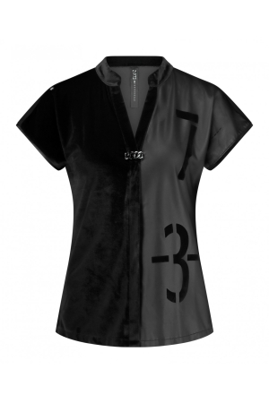 ZIP73 ZIP73 top k.mouw velvet zwart w24/617/01/001 T-shirt Korte mouw 001 zwart