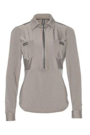 ZIP73 ZIP73 top rits l.mouw zw/champagne w24/623/08/009 T-shirt Lange mouw 009 champagne