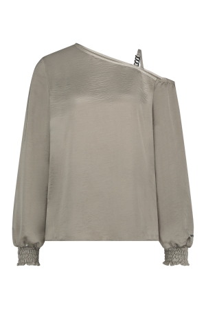 ZIP73 ZIP73 top a-symm. uni champagne w24/627/03/255 T-shirt Lange mouw 255 champagne